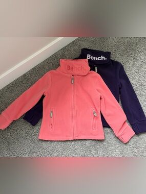 Bench Girls Fleece Jackets Size 5/6 Purple & Coral Pink Bundle